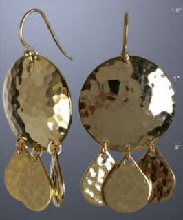 Max gold hammered disc drop earrings  