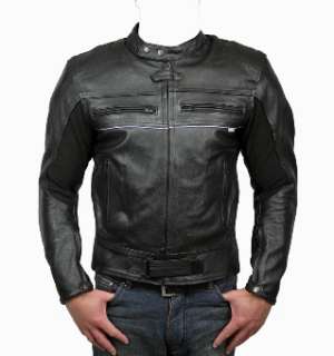 Mens Superior Black Leather Motorcycle Biker Jacket  