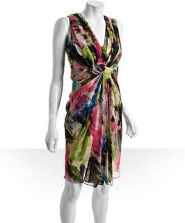 Diane Von Furstenberg storm rose silk georgette Weslie v neck dress