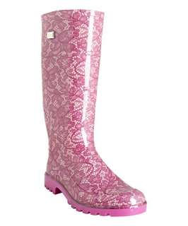 Dolce & Gabbana fuchsia lace patterned rubber rain boots