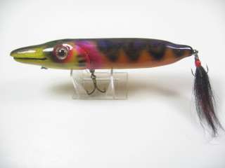 UNKNOWN WOOD MUSKY BAIT SIGNED LARGE MUSKIE FISHING LURE  