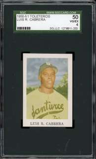 1950 51 Toleteros Puerto Rican Baseball   Luis R. Cabrera   SGC 50 