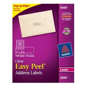  Avery Easy Peel Clear Mailing Labels for Laser Printers, 1 
