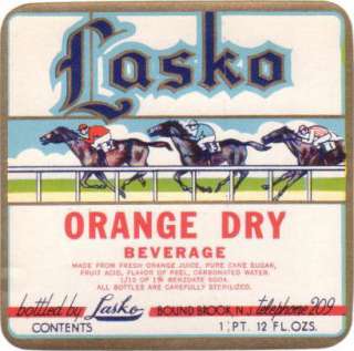 Lasko   Orange Soda Crate Label Bound Brook, NJ  