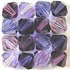 100 BICONE 4mm CRYSTAL GLASS FACETED BEADS PURPLE MIX