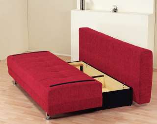 Black Red Fabric Storage Sleeper Sofa Bed Futon Couch  