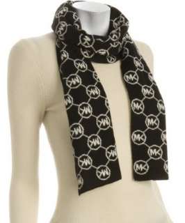 MICHAEL Michael Kors black and cream wool MK reversible scarf 