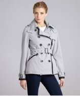 Miss Sixty dawn grey double breasted asymmetrical zip trench style 
