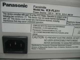 Panasonic KX FL511 Laser Plain Paper Fax Machine Copier  