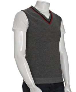 Gucci grey stretch wool trimmed sweater vest  