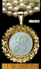 14k Antique Chinese Mother Pearl Gaming Chip L PENDANT  