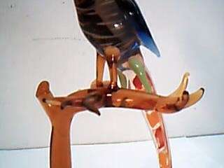 Vintage Italian Murano Eames Era Glass Parrot on Perch  