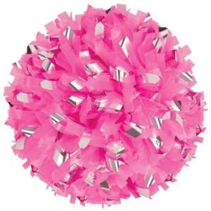 : Getz Cheerleaders Pink Flash Plastic Metallic Poms NEON PINK/SILVER 