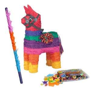 Mexican Fiesta Rainbow Donkey Pinata Kit   Includes Pinata, 2Lb Filler 