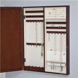 Collage Photo Frame Wooden Wall Locking Jewelry Armoire Cherry 