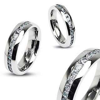   316L Stainless Steel Eternity Clear Gems Couple ,Wedding Ring Sz5 ~13