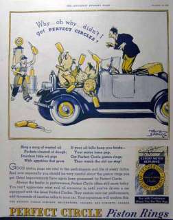 This is an original 1933 print ad for Perfect Circle Piston Rings 