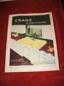 1950 CRANE PLUMBING SUNNY DAY KITCHEN SINK AD gf  