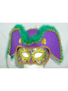 Male Pirate Mardi Gras Masks (Purple/Green/Gold)  