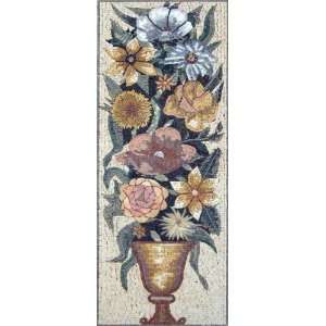  16x44 Flower Mosaic Art Tile Mural Wall Decor