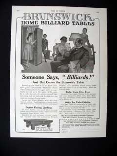 Brunswick Billiard Tables pool table 1917 print Ad  