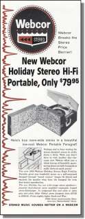 1959 Webcor Portable Stereo Hi Fi Phonograph Print Ad  