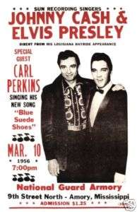 Johnny Cash and Elvis Presley   Vintage Concert Poster  