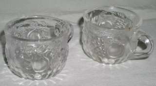 Set of 2 Fruit Pattern Glass Punch Bowl or Snack Cups  