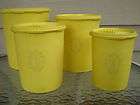 SET OF 4 ~ Vintage ~ TUPPERWARE ~ YELLOW SERVALIER ~ CANISTER SET 