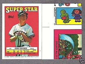 1988 Topps Superstar Cory Snyder, Garbage Pail Back  