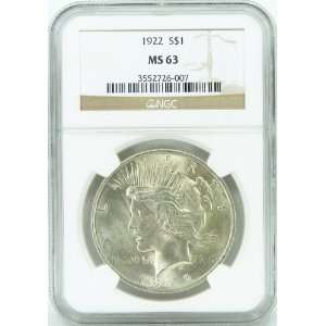  1922 P MS63 Silver Peace Dollar Graded by NGC Everything 
