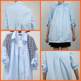Modern Roll Up Classic lovely long shirts *scarf gift* sz L  