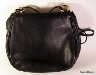   Signature Black Italian Leather Shoulder Strap Handbag Purse Bag