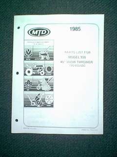 MTD TRACTOR 40 SNOWTHROWER ATTACHMENT PARTS MANUAL  