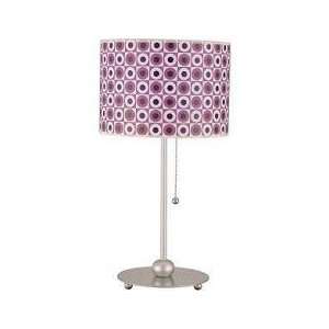 LS 2740SIL/PURP TABLE LAMP, SILVER W/PURPLE PRINTED SHADE, TYPE A 60W 