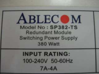 SuperMicro Ablecom SP382 TS hot swap 380W power supply  