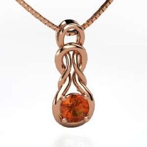   Me Knot Pendant, Round Fire Opal 14K Rose Gold Necklace Jewelry