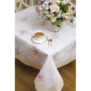   Embroidered Design 70 Round Tablecloth Color White