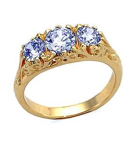   BRILLIANT ROUND 3 STONE CARVED ANNIVERSARY/ ENGAGEMENT RING SOLID GOLD