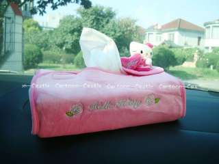 Hello Kitty Car Auto Plush Tissue Holder Case Pink 1707  