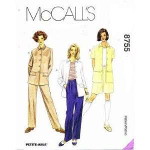  McCalls Sewing Pattern 8755 Misses Unlined Jacket, Pants 