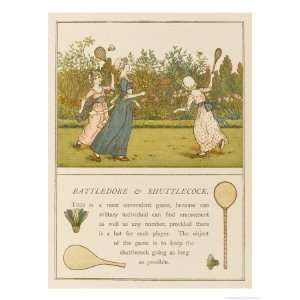 Three Girls Play Battledore and Shuttlecock in a Summer Garden Giclee 