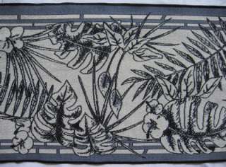 Tropical Breeze Toile black Jacquard Tapestry Table Runner 72 Made in 