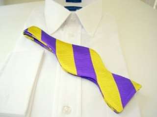  100% Silk Self Tie Bow Tie   Purple & Gold   Omega Psi Phi 