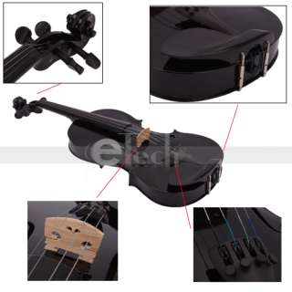 Full Size 4/4 Black Violin Fiddle With Case Bow Rosin  