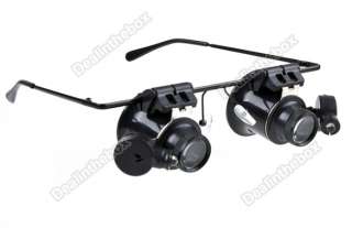 Eyeglass Jeweler Watch Repair 20X Magnifier Magnifying LED Light Loupe 