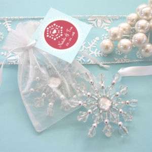 130 Beaded Snowflake Ornament Winter Wedding Favors  