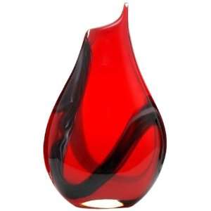  EccoMurano Hand Blown Large 16 Vase Red, Black