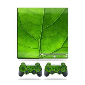   for Sony Playstation 3 PS3 Slim Skins + 2 Controller Skins Green Leaf