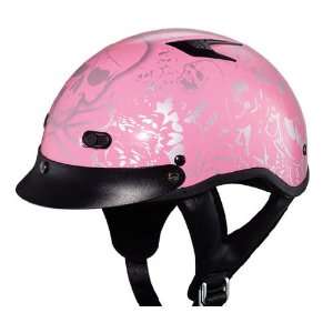  DOT Ladies Pink Skull Bones Half Helmet   Size  Medium 